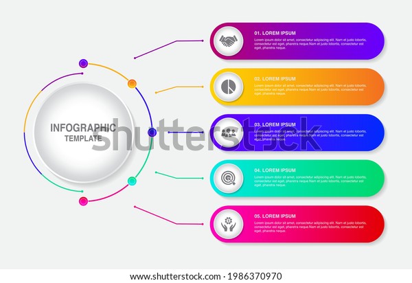 Business Data Visualization Infographic 5 Steps Stock Vector Royalty Free 1986370970