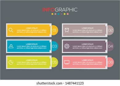 Business data visualization. Infographic element with icons and options or steps. Can be used for process, presentation, diagram, workflow layout, info graph, web design. Vector business template.