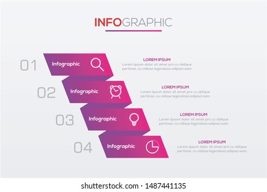 Business data visualization. Infographic element with icons and options or steps. Can be used for process, presentation, diagram, workflow layout, info graph, web design. Vector business template.
