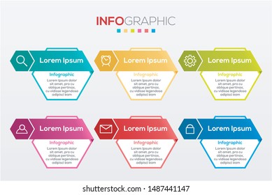 Business data visualization. Infographic element with icons and options or steps. Can be used for process, presentation, diagram, workflow layout, info graph, web design. Vector business template.