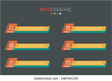 Business data visualization. Infographic element with icons and options or steps. Can be used for process, presentation, diagram, workflow layout, info graph, web design. Vector business template.