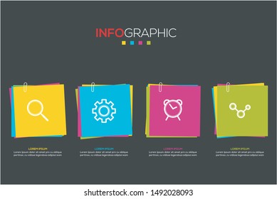 Business data visualization. Infographic element with icons and options or steps. Can be used for process, presentation, diagram, workflow layout, info graph, web design. Vector business template.