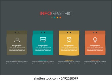 Business data visualization. Infographic element with icons and options or steps. Can be used for process, presentation, diagram, workflow layout, info graph, web design. Vector business template.