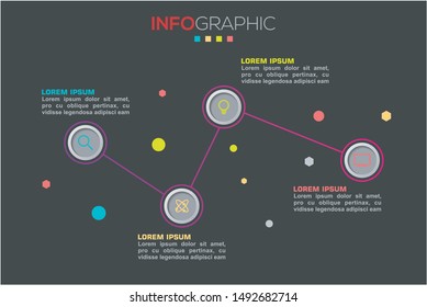 Business data visualization. Infographic element with icons and options or steps. Can be used for process, presentation, diagram, workflow layout, info graph, web design. Vector business template.