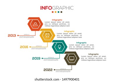 Business data visualization. Infographic element with icons and options or steps. Can be used for process, presentation, diagram, workflow layout, info graph, web design. Vector business template.