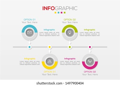 Business data visualization. Infographic element with icons and options or steps. Can be used for process, presentation, diagram, workflow layout, info graph, web design. Vector business template.