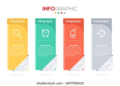 Business data visualization. Infographic element with icons and options or steps. Can be used for process, presentation, diagram, workflow layout, info graph, web design. Vector business template.
