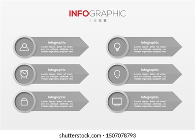 Business data visualization. Infographic element with icons and options or steps. Can be used for process, presentation, diagram, workflow layout, info graph, web design. Vector business template.