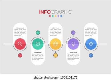 Business data visualization. Infographic element with icons and options or steps. Can be used for process, presentation, diagram, workflow layout, info graph, web design. Vector business template.