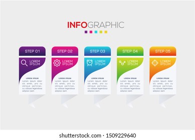 Business data visualization. Infographic element with icons and options or steps. Can be used for process, presentation, diagram, workflow layout, info graph, web design. Vector business template.