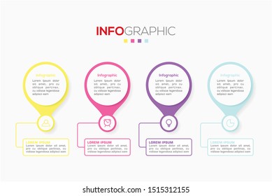 Business data visualization. Infographic element with icons and options or steps. Can be used for process, presentation, diagram, workflow layout, info graph, web design. Vector business template.