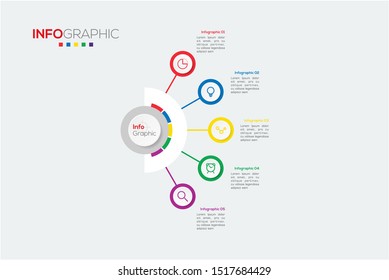 Business data visualization. Infographic element with icons and options or steps. Can be used for process, presentation, diagram, workflow layout, info graph, web design. Vector business template.