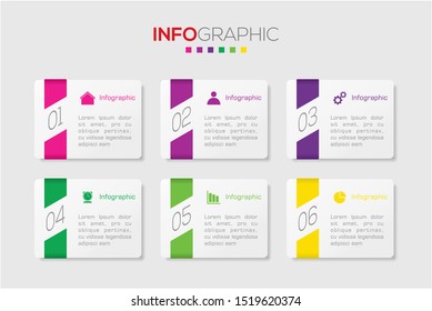 Business data visualization. Infographic element with icons and options or steps. Can be used for process, presentation, diagram, workflow layout, info graph, web design. Vector business template.