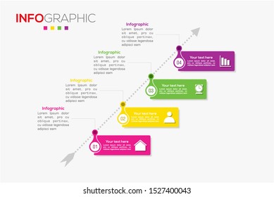 Business data visualization. Infographic element with icons and options or steps. Can be used for process, presentation, diagram, workflow layout, info graph, web design. Vector business template.
