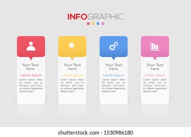 Business data visualization. Infographic element with icons and options or steps. Can be used for process, presentation, diagram, workflow layout, info graph, web design. Vector business template.