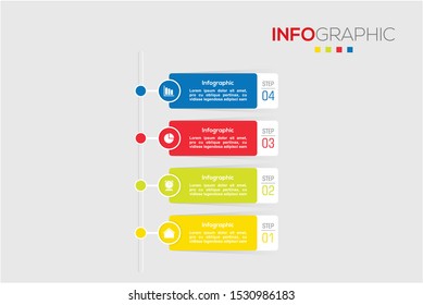 Business data visualization. Infographic element with icons and options or steps. Can be used for process, presentation, diagram, workflow layout, info graph, web design. Vector business template.