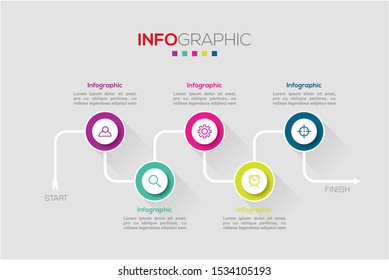 Business data visualization. Infographic element with icons and options or steps. Can be used for process, presentation, diagram, workflow layout, info graph, web design. Vector business template.