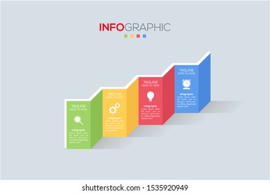 Business data visualization. Infographic element with icons and options or steps. Can be used for process, presentation, diagram, workflow layout, info graph, web design. Vector business template.