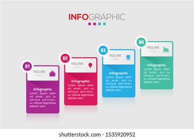 Business data visualization. Infographic element with icons and options or steps. Can be used for process, presentation, diagram, workflow layout, info graph, web design. Vector business template.