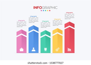 Business data visualization. Infographic element with icons and options or steps. Can be used for process, presentation, diagram, workflow layout, info graph, web design. Vector business template.