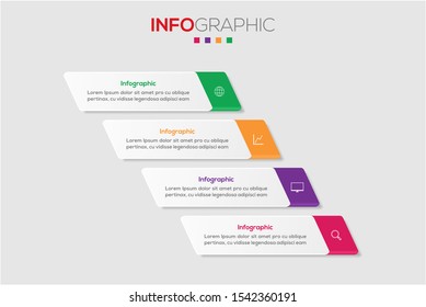 Business data visualization. Infographic element with icons and options or steps. Can be used for process, presentation, diagram, workflow layout, info graph, web design. Vector business template.