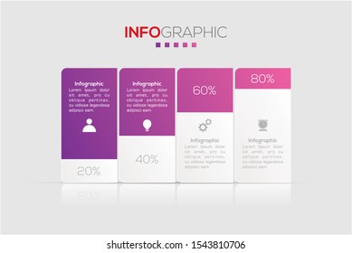 Business data visualization. Infographic element with icons and options or steps. Can be used for process, presentation, diagram, workflow layout, info graph, web design. Vector business template.