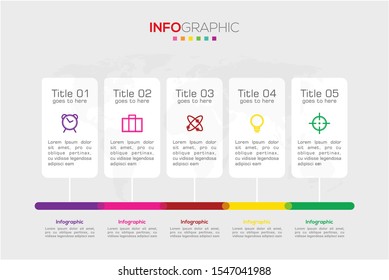 Business data visualization. Infographic element with icons and options or steps. Can be used for process, presentation, diagram, workflow layout, info graph, web design. Vector business template.