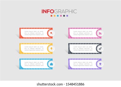 Business data visualization. Infographic element with icons and options or steps. Can be used for process, presentation, diagram, workflow layout, info graph, web design. Vector business template.