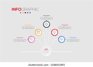 Business data visualization. Infographic element with icons and options or steps. Can be used for process, presentation, diagram, workflow layout, info graph, web design. Vector business template.