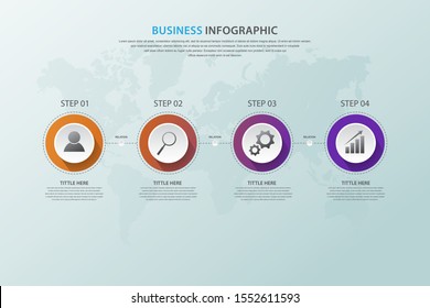 Business data visualization, Infographic element with icons and 4 options, Can be used for process, presentation, diagram, workflow layout, info graph, web design, Vector bussines template.