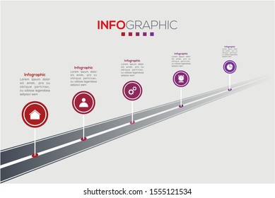 Business data visualization. Infographic element with icons and options or steps. Can be used for process, presentation, diagram, workflow layout, info graph, web design. Vector business template.