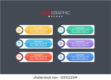Business data visualization. Infographic element with icons and options or steps. Can be used for process, presentation, diagram, workflow layout, info graph, web design. Vector business template.