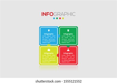 Business data visualization. Infographic element with icons and options or steps. Can be used for process, presentation, diagram, workflow layout, info graph, web design. Vector business template.