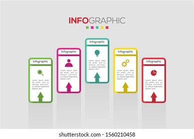 Business data visualization. Infographic element with icons and options or steps. Can be used for process, presentation, diagram, workflow layout, info graph, web design. Vector business template.