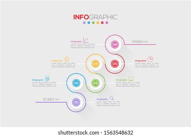 Business data visualization. Infographic element with icons and options or steps. Can be used for process, presentation, diagram, workflow layout, info graph, web design. Vector business template.