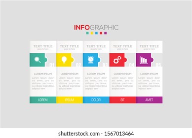 Business data visualization. Infographic element with icons and options or steps. Can be used for process, presentation, diagram, workflow layout, info graph, web design. Vector business template.