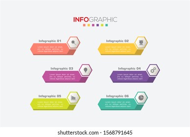 Business data visualization. Infographic element with icons and options or steps. Can be used for process, presentation, diagram, workflow layout, info graph, web design. Vector business template.