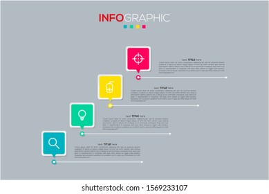 Business data visualization. Infographic element with icons and options or steps. Can be used for process, presentation, diagram, workflow layout, info graph, web design. Vector business template.