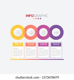 Business data visualization. Infographic element with icons and options or steps. Can be used for process, presentation, diagram, workflow layout, info graph, web design. Vector business template.