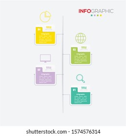 Business data visualization. Infographic element with icons and options or steps. Can be used for process, presentation, diagram, workflow layout, info graph, web design. Vector business template.