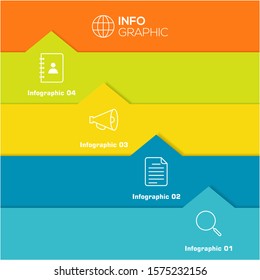 Business data visualization. Infographic element with icons and options or steps. Can be used for process, presentation, diagram, workflow layout, info graph, web design. Vector business template.