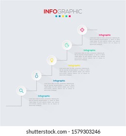 Business data visualization. Infographic element with icons and options or steps. Can be used for process, presentation, diagram, workflow layout, info graph, web design. Vector business template.