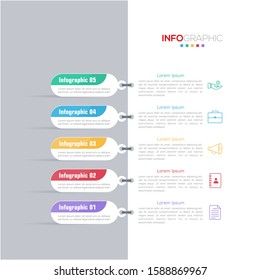 Business data visualization. Infographic element with icons and options or steps. Can be used for process, presentation, diagram, workflow layout, info graph, web design. Vector business template.