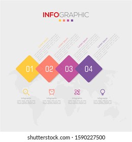 Business data visualization. Infographic element with icons and options or steps. Can be used for process, presentation, diagram, workflow layout, info graph, web design. Vector business template.