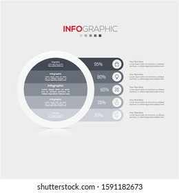 Business data visualization. Infographic element with icons and options or steps. Can be used for process, presentation, diagram, workflow layout, info graph, web design. Vector business template.