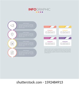 Business data visualization. Infographic element with icons and options or steps. Can be used for process, presentation, diagram, workflow layout, info graph, web design. Vector business template.