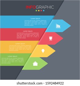 Business data visualization. Infographic element with icons and options or steps. Can be used for process, presentation, diagram, workflow layout, info graph, web design. Vector business template.