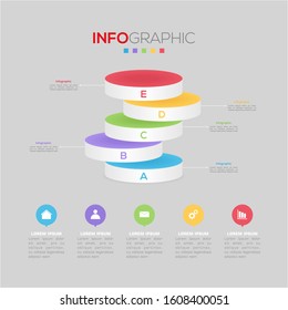 Business data visualization. Infographic element with icons and options or steps. Can be used for process, presentation, diagram, workflow layout, info graph, web design. Vector business template.