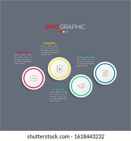 Business data visualization. Infographic element with icons and options or steps. Can be used for process, presentation, diagram, workflow layout, info graph, web design. Vector business template.