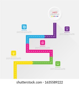 Business data visualization. Infographic element with icons and options or steps. Can be used for process, presentation, diagram, workflow layout, info graph, web design. Vector business template.